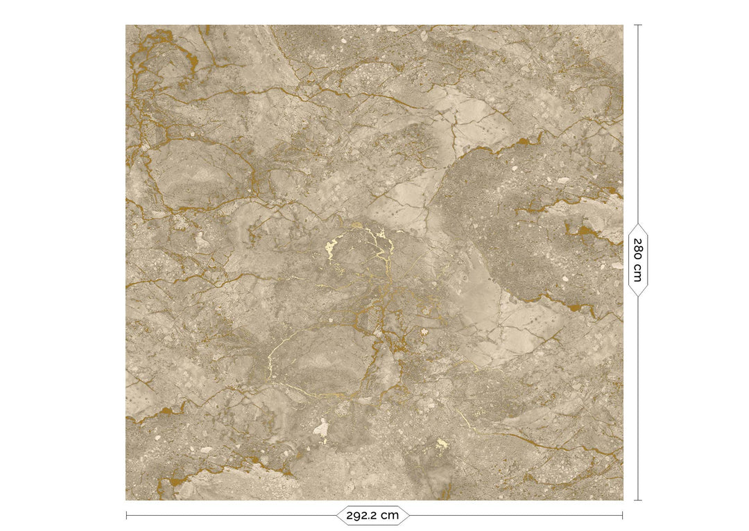 Marmer behang door Frans Uyterlinde | High Gloss Gold/Beige FU-064