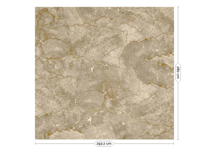 Marmer behang door Frans Uyterlinde | High Gloss Gold/Beige FU-064