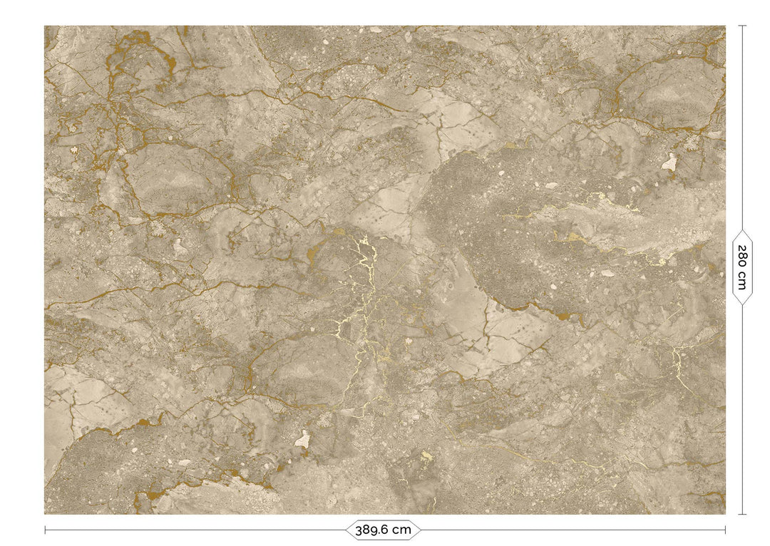Marmer behang door Frans Uyterlinde | High Gloss Gold/Beige FU-065