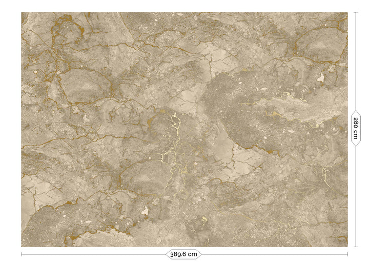 Marmer behang door Frans Uyterlinde | High Gloss Gold/Beige FU-065