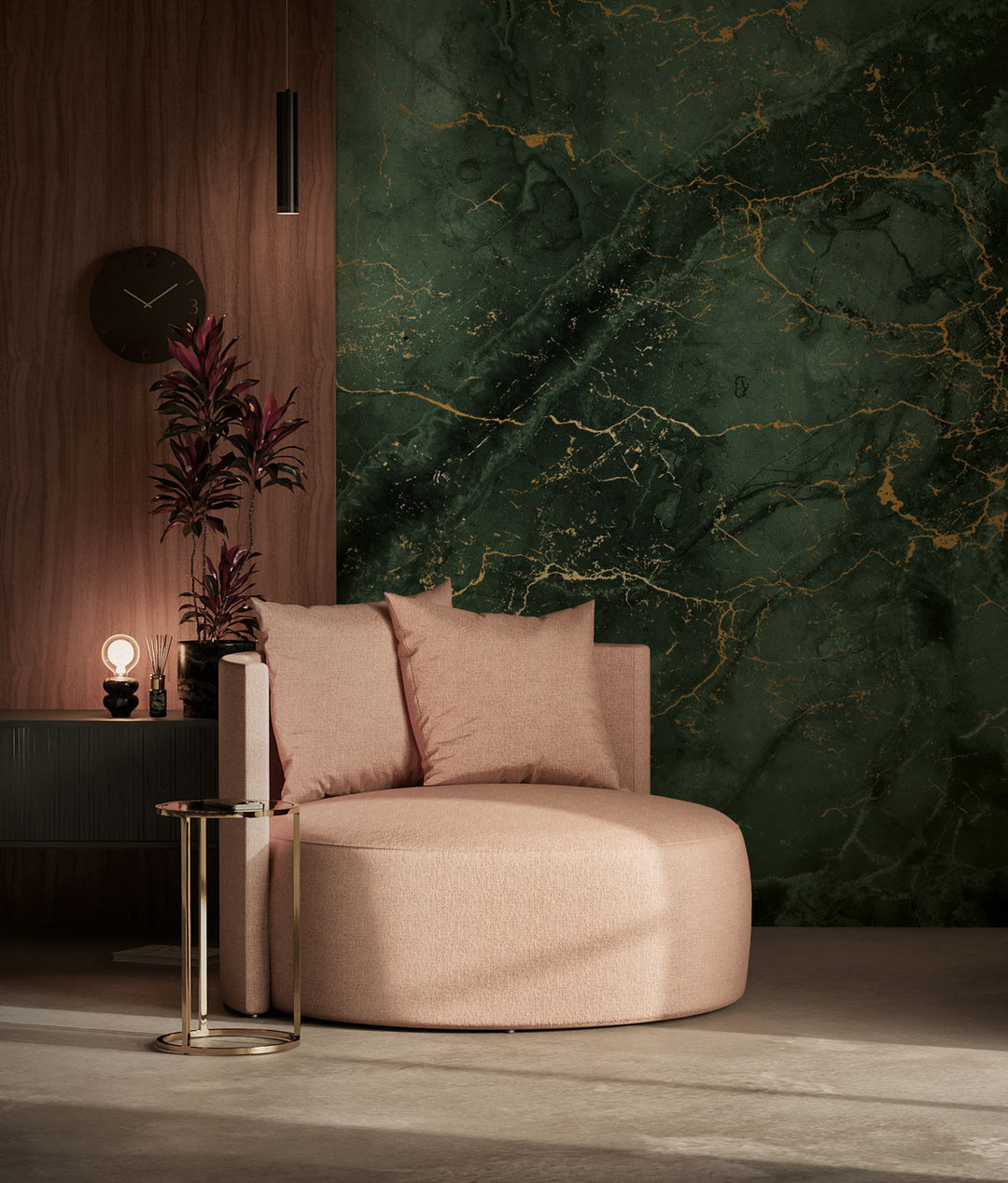 Marmer behang door Frans Uyterlinde | High Gloss Gold/Green FU-071