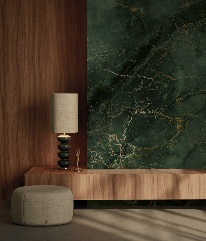 Marmer behang door Frans Uyterlinde | High Gloss Gold/Green FU-071