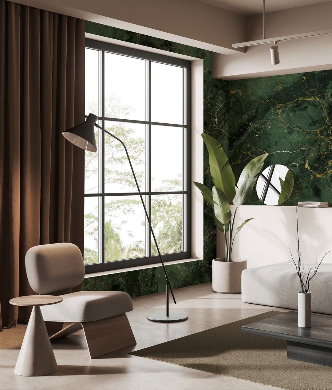 Marmer behang door Frans Uyterlinde | High Gloss Gold/Green FU-071