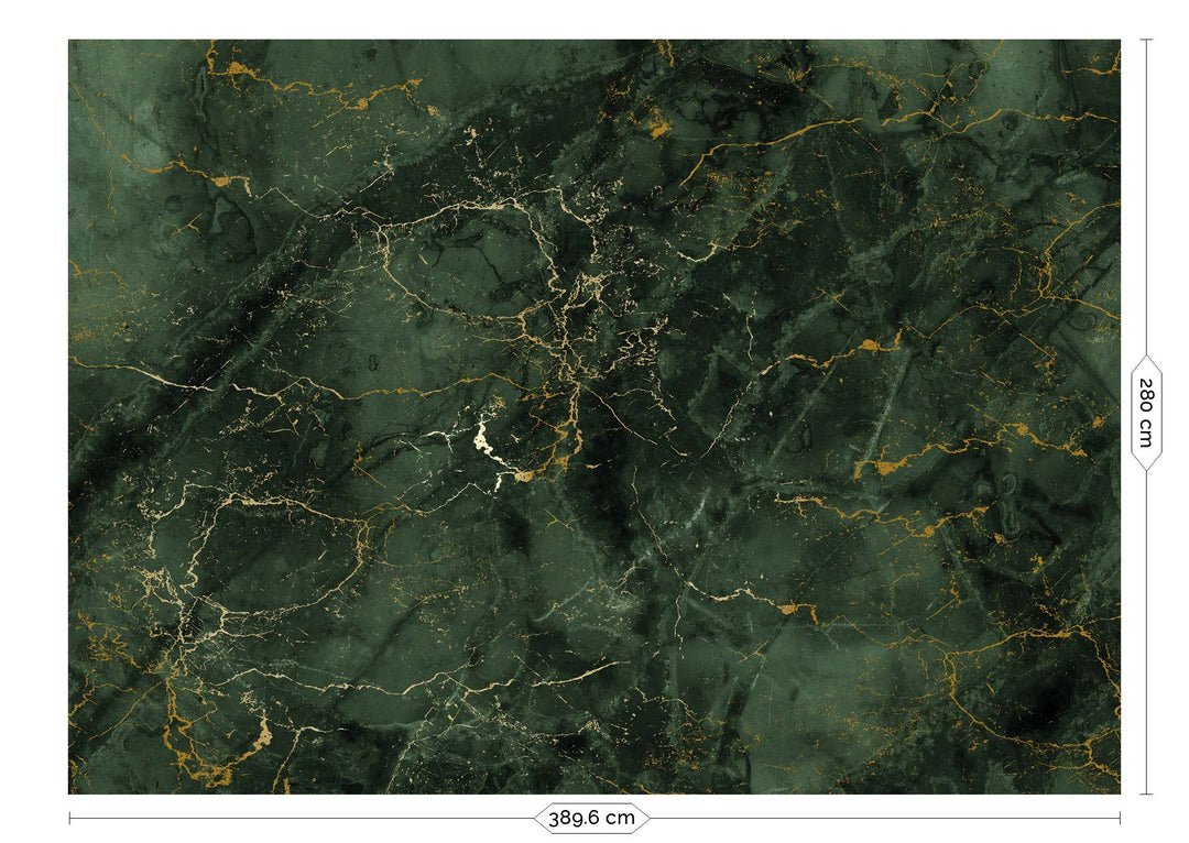 Marmer behang door Frans Uyterlinde | High Gloss Gold/Green FU-071