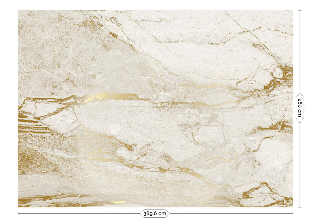 Marmer behang door Frans Uyterlinde | High Gloss Gold/wit FU-073