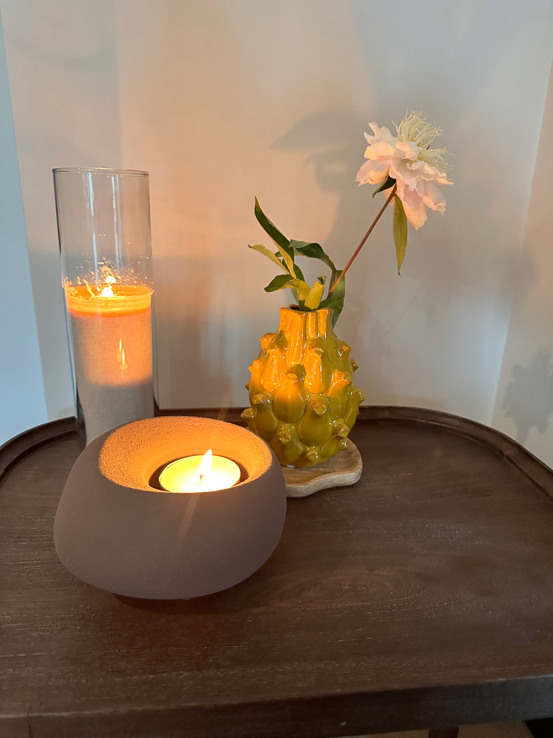 Theelicht 16x16x9 cm ALKA keramiek bruin