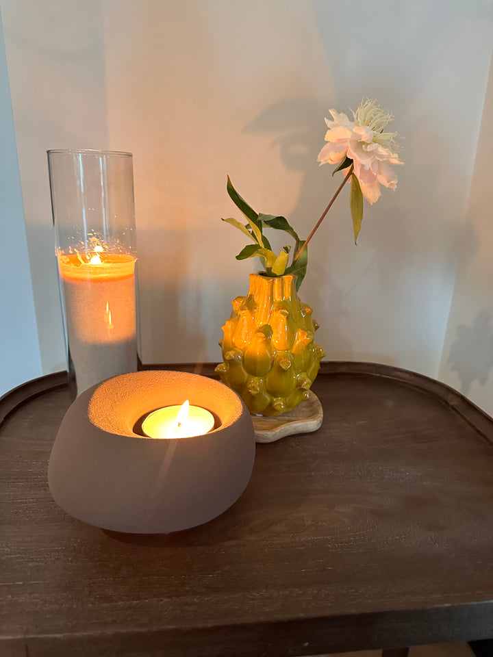 Theelicht 16x16x9 cm ALKA keramiek bruin