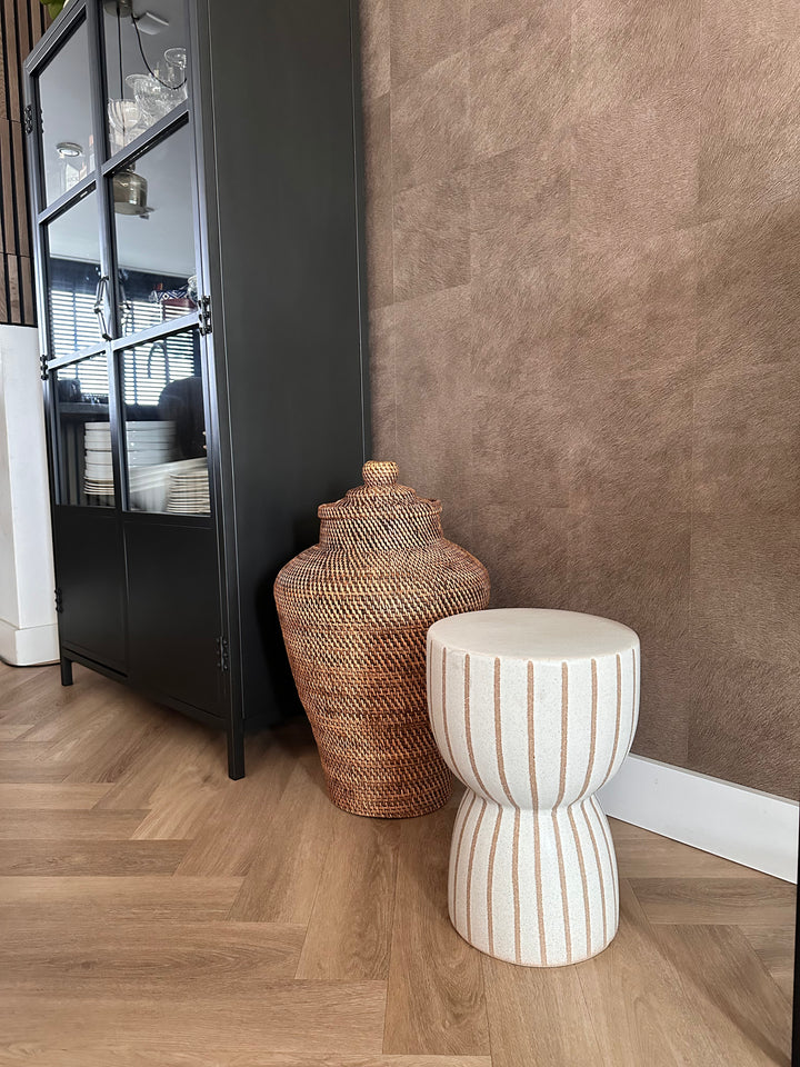 Light & Living bijzettafel / kruk Finca keramiek mat beige + bruin