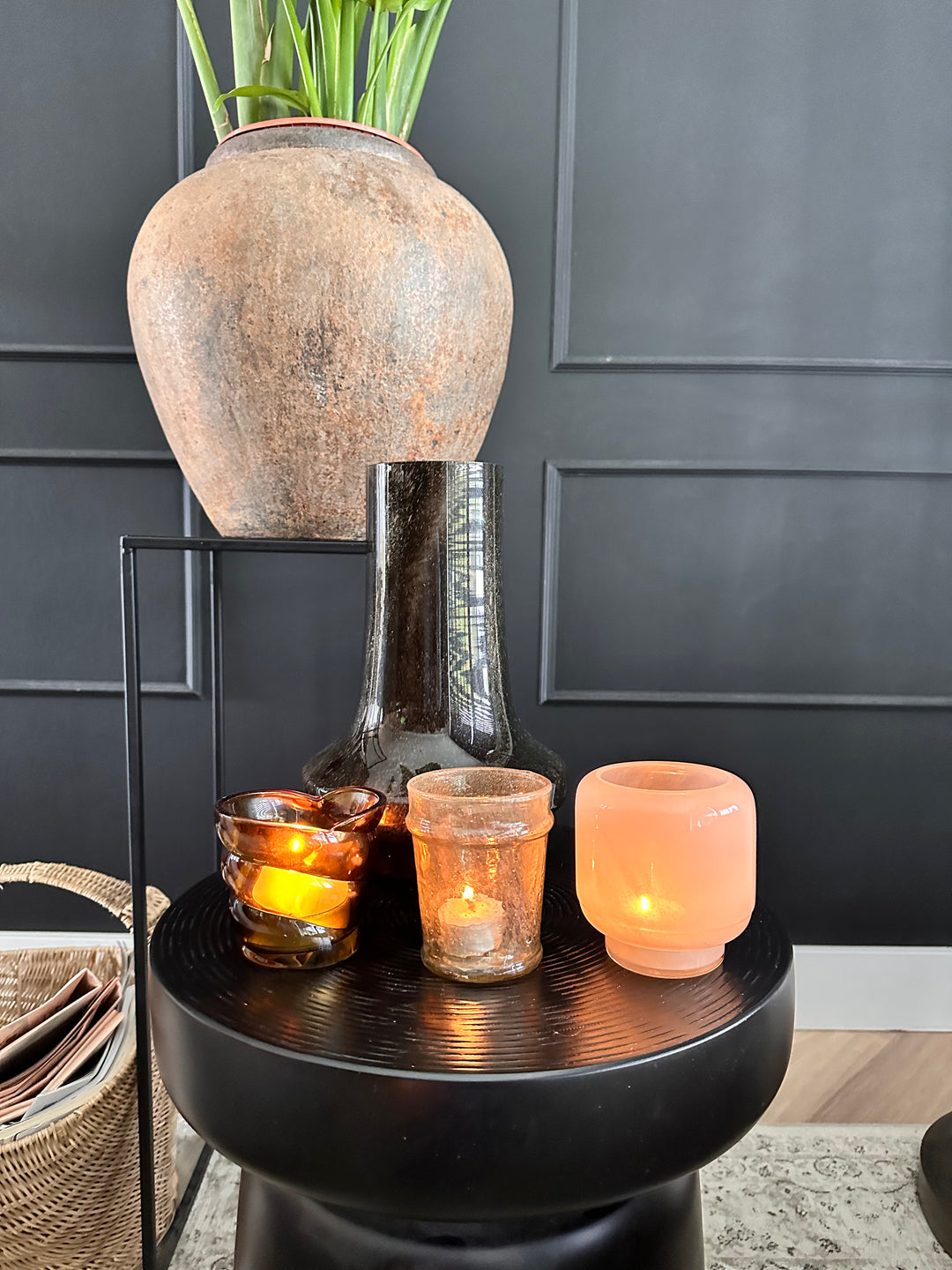 Theelicht Malea glas bruin