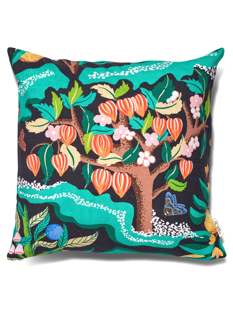 Kussenhoes Botanisch Kersen Zwart