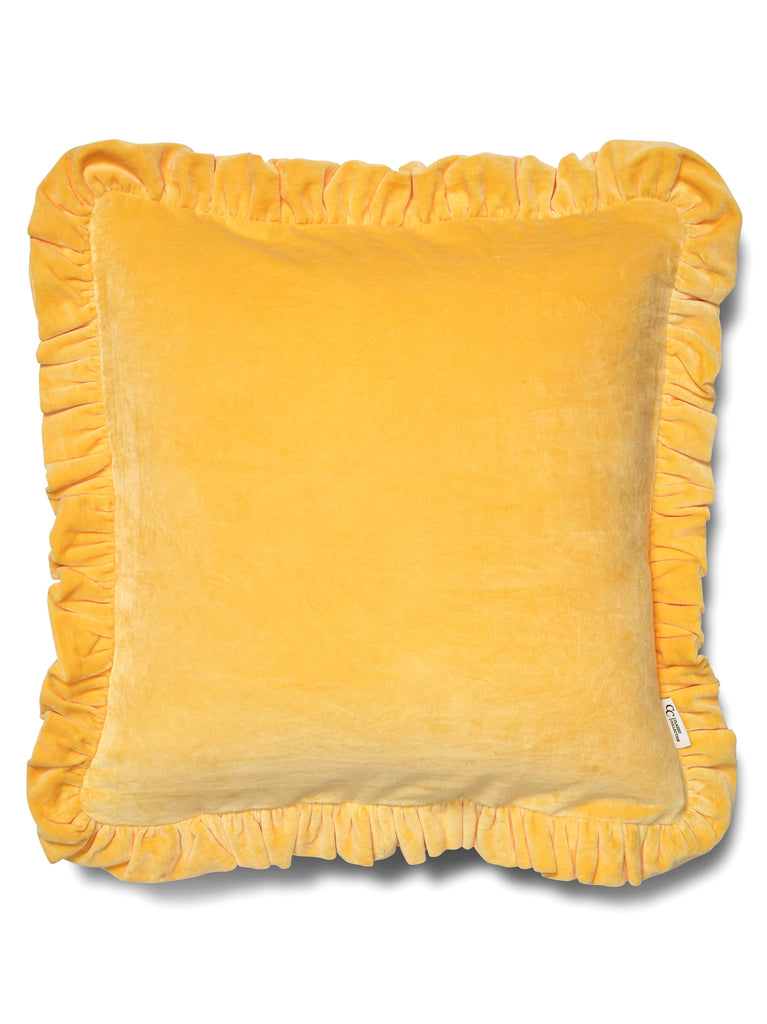 Kussenhoes met ruches Geel