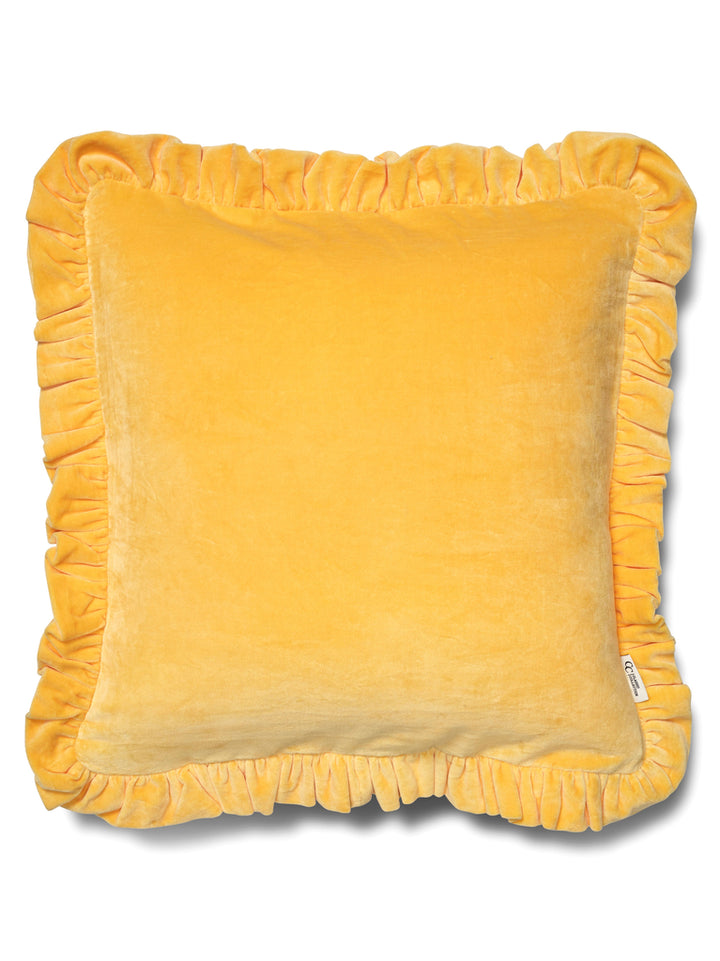 Kussenhoes met ruches Geel