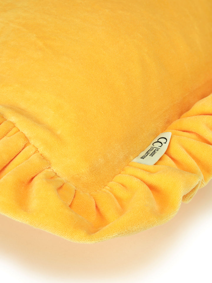 Kussenhoes met ruches Geel