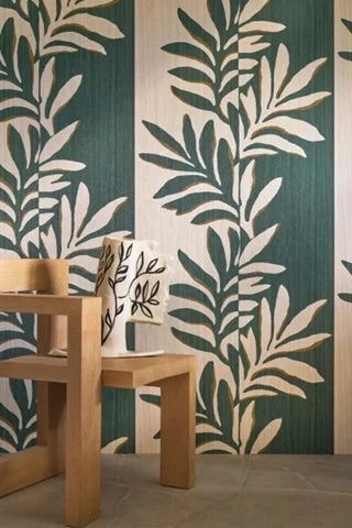 Casamance Lanzea behang Rama Ivoire/Emeraude 75601222