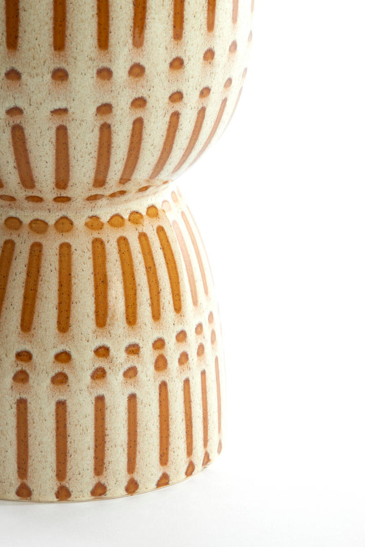 Light & Living bijzettafel / kruk Finca keramiek glans creme + bruin