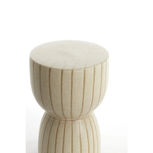 Light & Living bijzettafel / kruk Finca keramiek mat beige + bruin