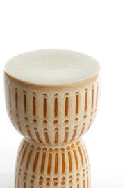 Light & Living bijzettafel / kruk Finca keramiek glans creme + bruin