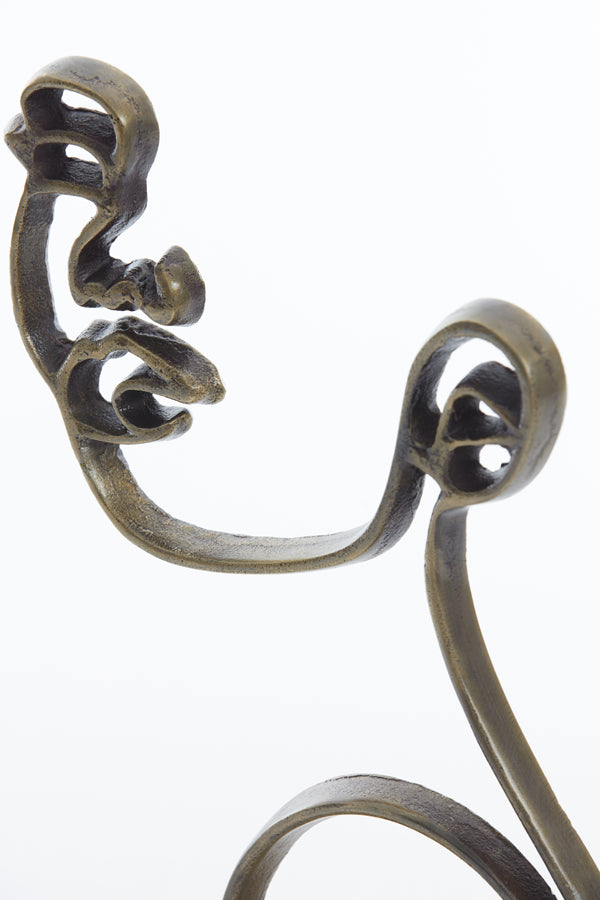 Ornament op voet Gezicht - Antiek Brons - 28x8x38cm