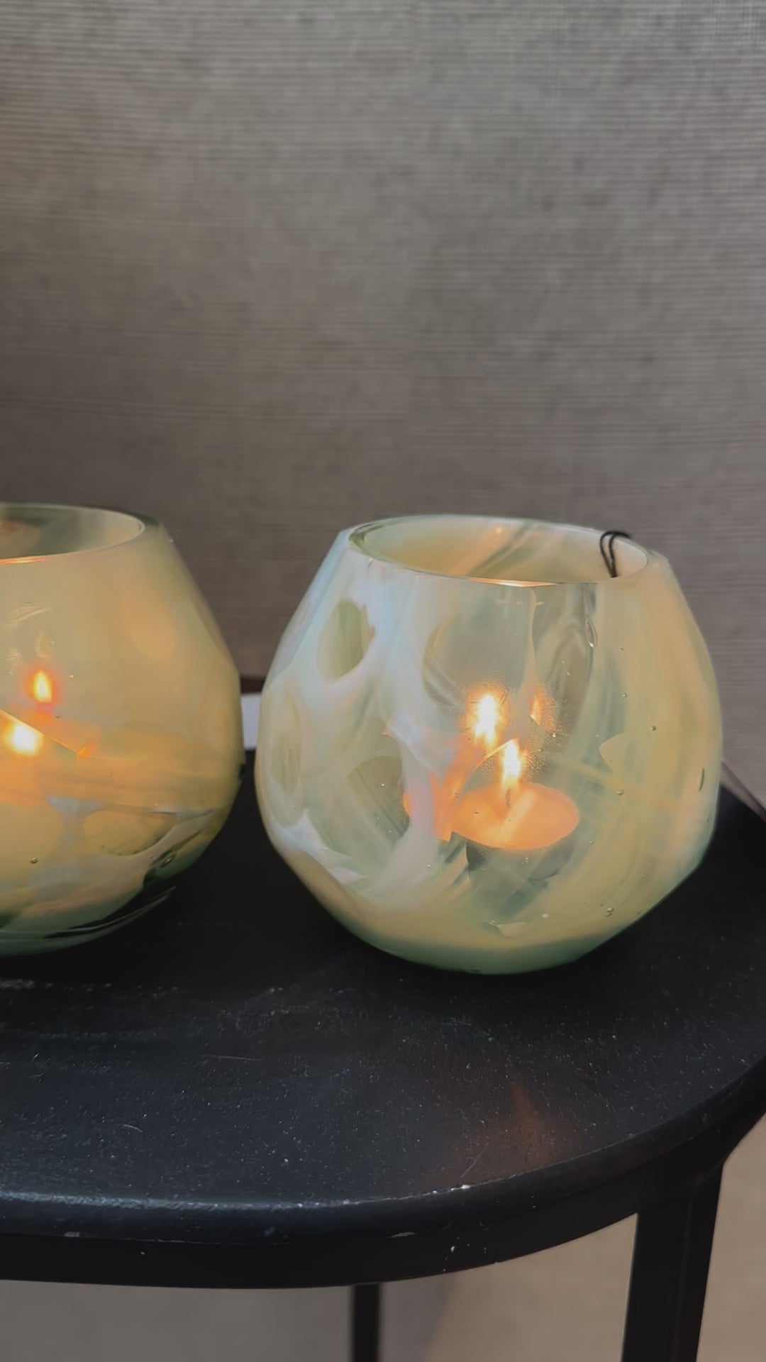 Theelicht Ø10x9 cm ELIZA glas licht olijf groen-crème