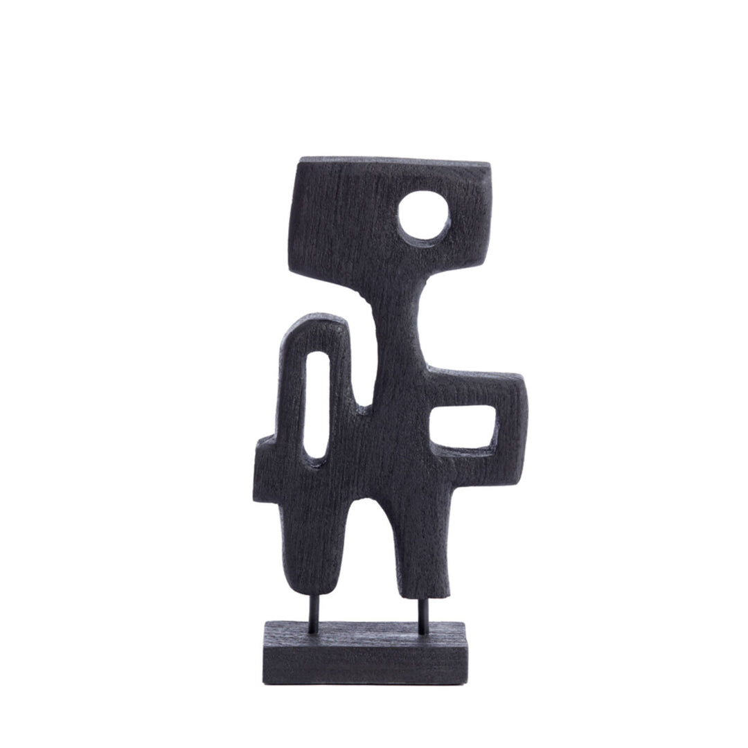 Ornament op voet 20x9,5x38,5 cm SALA hout mat zwart