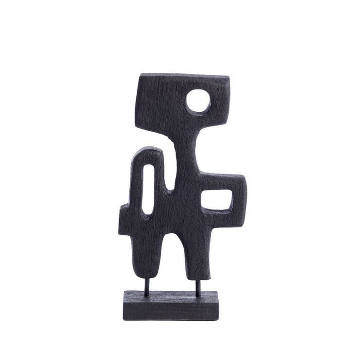 Ornament op voet 20x9,5x38,5 cm SALA hout mat zwart