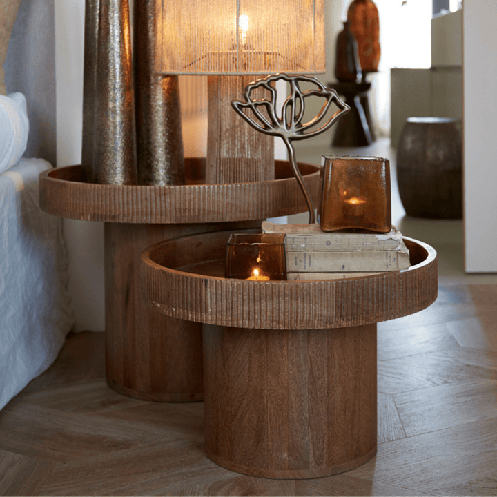 Bijzettafel Kalomo Ø60x44 hout donker bruin