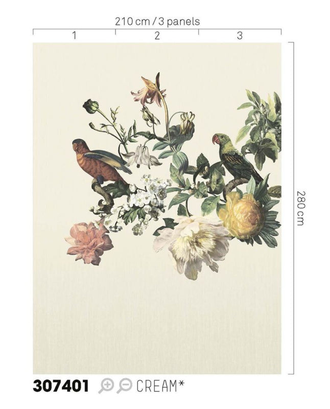 Eijffinger Museum 307401 fotobehang Birds Cream