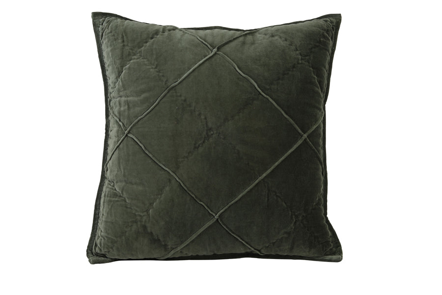 Kussen 50x50 cm DIAMOND velvet leger groen