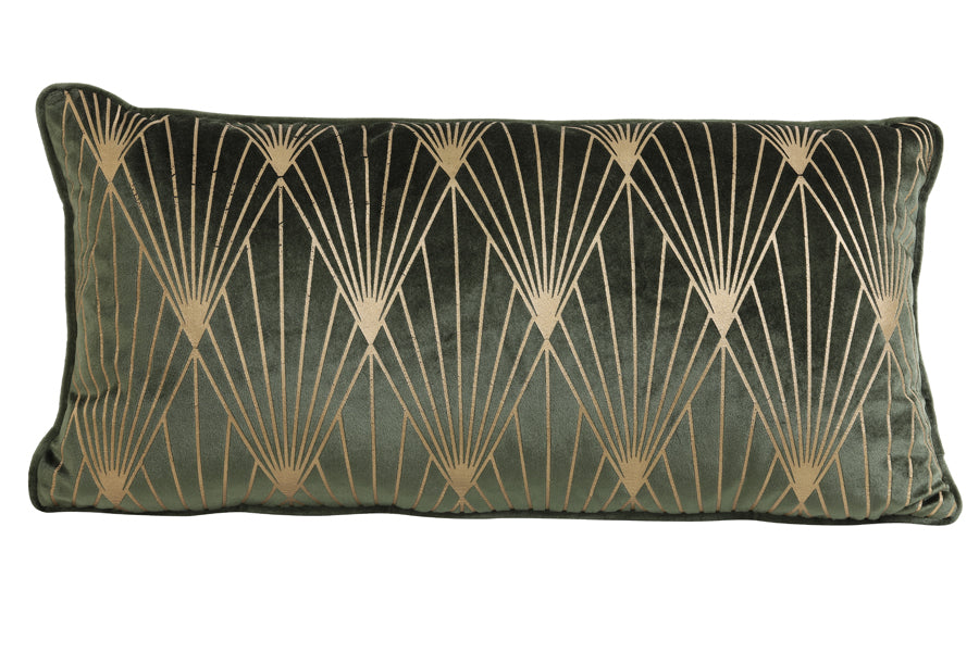 Sierkussen 60x30 cm JANISE velvet groen-goud