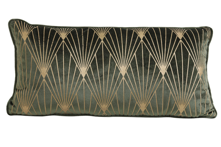 Sierkussen 60x30 cm JANISE velvet groen-goud