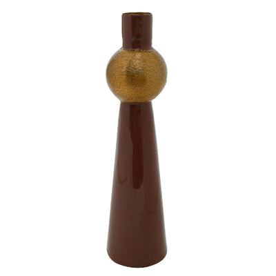 PTMD Bisson Red iron candleholder cone with gold bal
