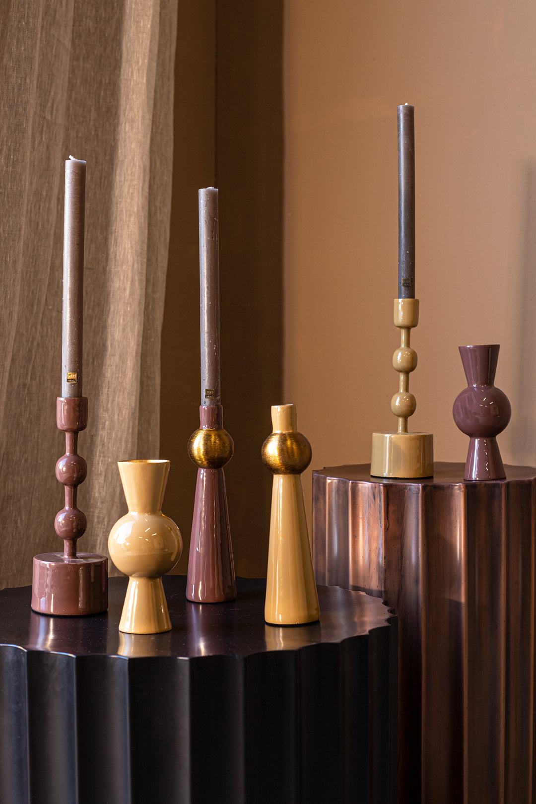 PTMD Marlijn cream iron kandelaar