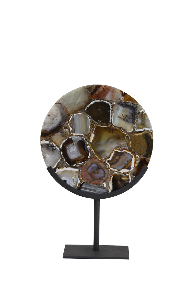 Ornament op voet 25x11x35 cm GOUYA agaat+mat zwart