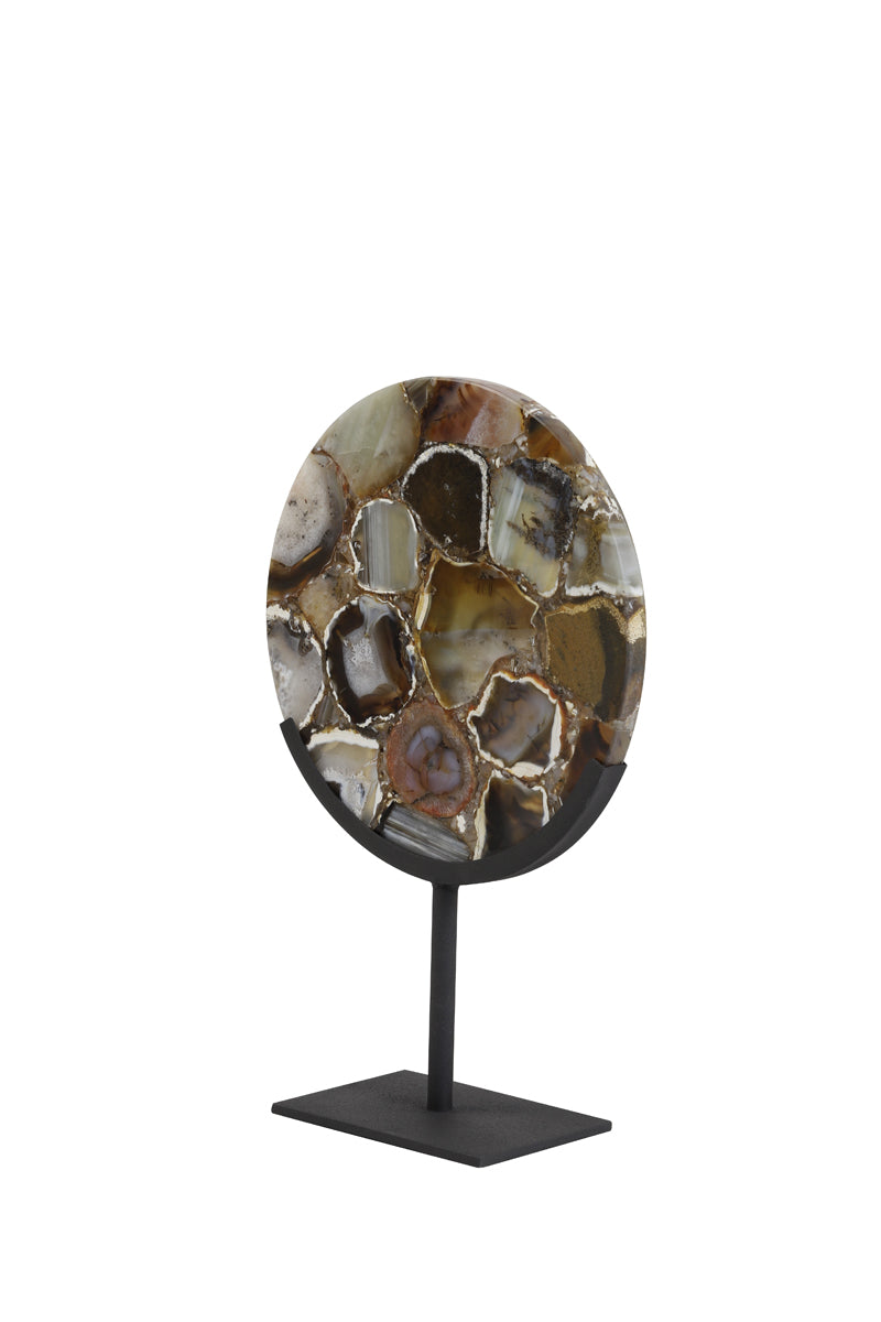 Ornament op voet 25x11x35 cm GOUYA agaat+mat zwart