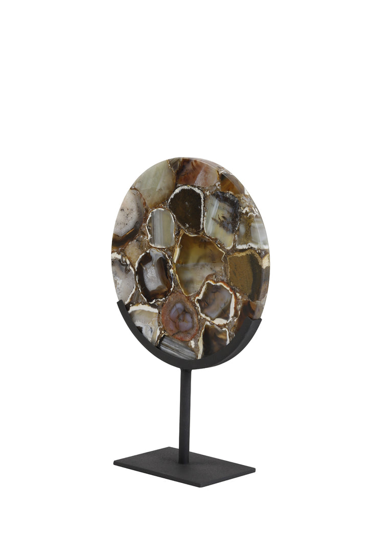 Ornament op voet 25x11x35 cm GOUYA agaat+mat zwart