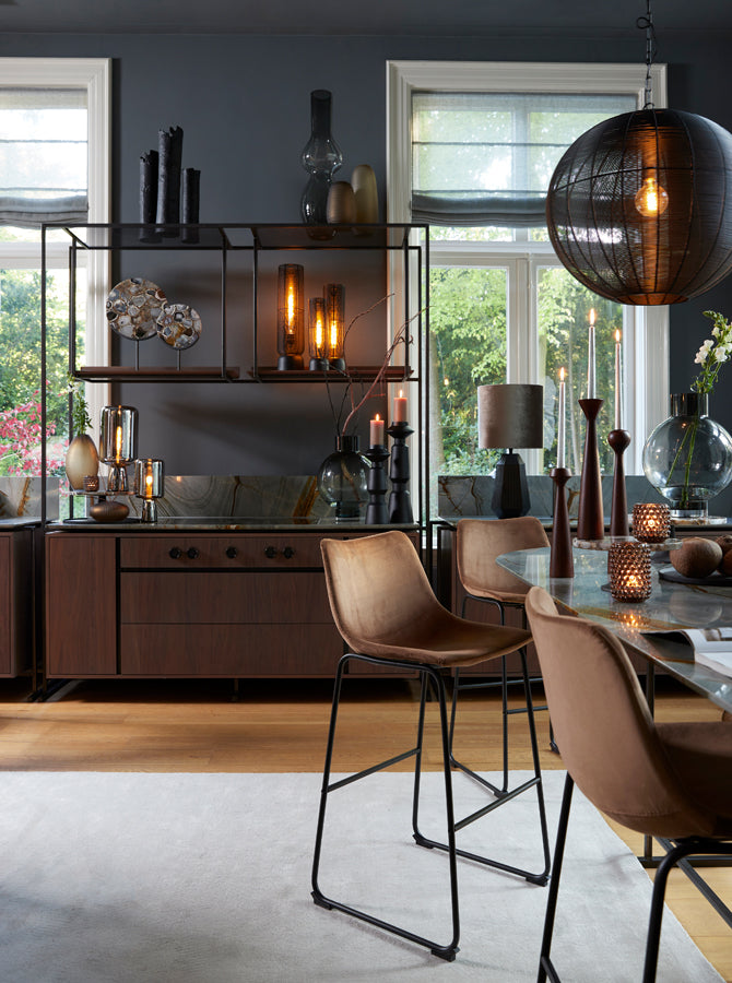 Ornament op voet 25x11x35 cm GOUYA agaat+mat zwart