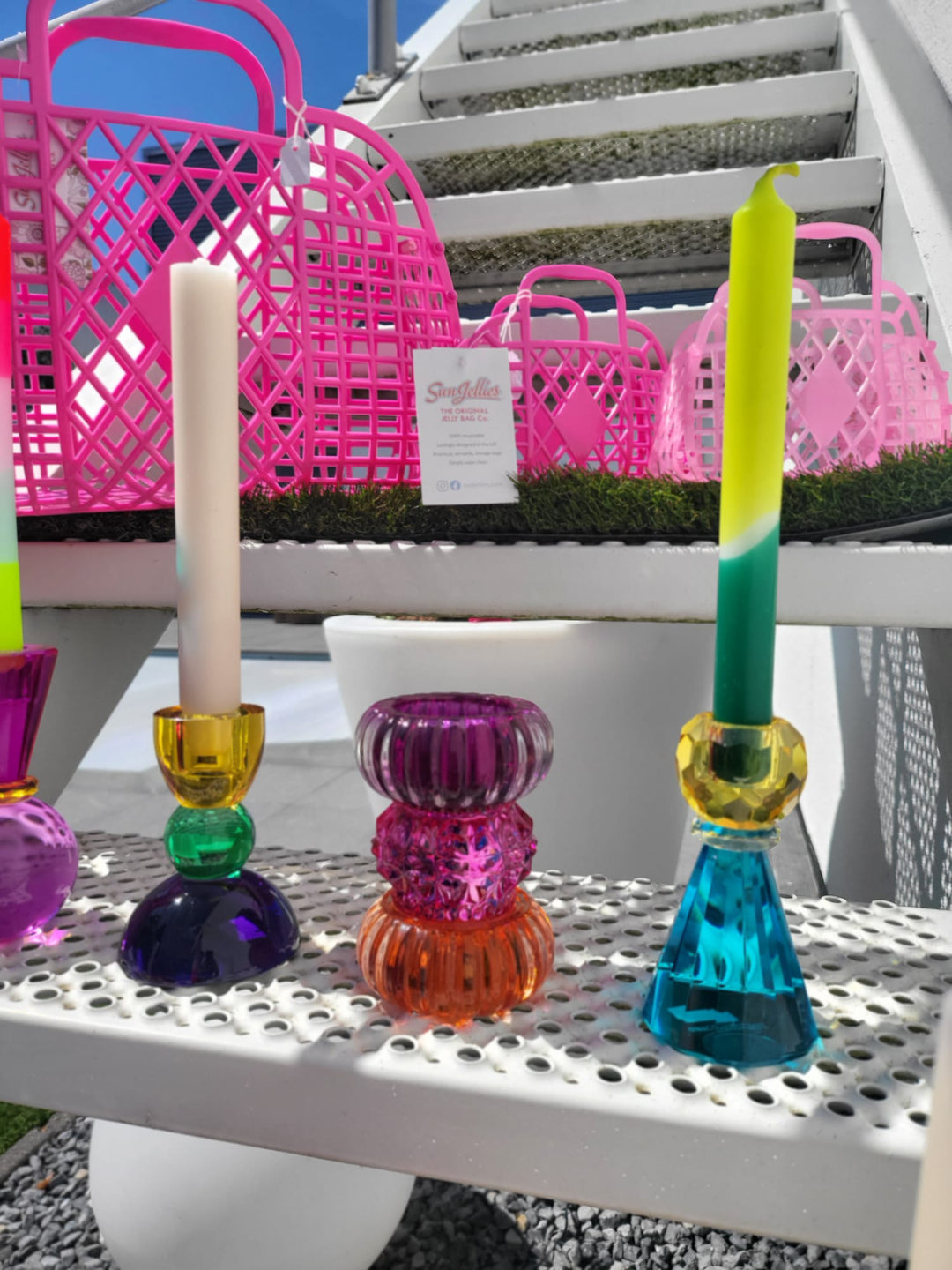 Sari kristalglas kandelaar ball geel groen paars Gift Company