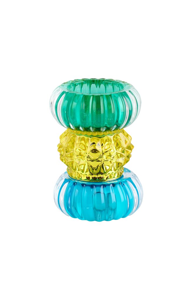 Sari kristalglas waxinelichthouder blauw groen Gift Company